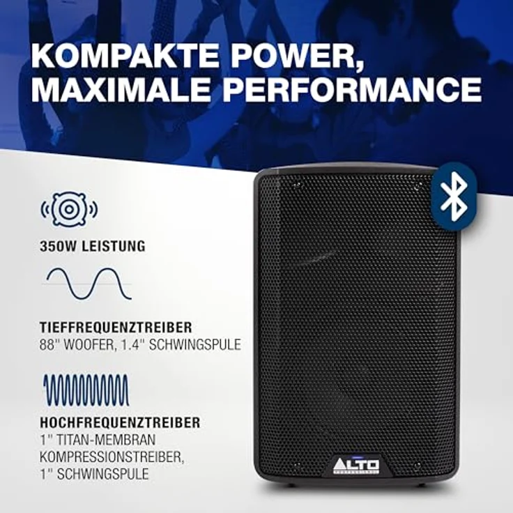 Sonstige Studios Alto TX408, Aktiv PA Lautsprecher mit 350W Verstärker für klaren Sound, Schwarz – Bild 2
