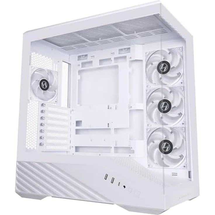 Lian-Li Vector V100 Midi-Tower PC-Gehäuse, ATX/E-ATX, RGB, Tempered Glass, weiss, bis zu 9 Lüfterplätze – Bild 2