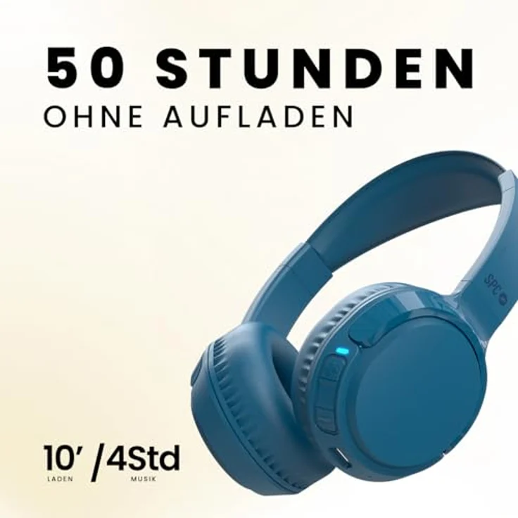 SPC Heron 2 Studio, Kabellose Bluetooth-Kopfhörer mit 50 Stunden Akkulaufzeit, zwei Verbindungen, integriertes Mikrofon, verstellbar, faltbar, blau, aus recyceltem Kunststoff – Bild 3