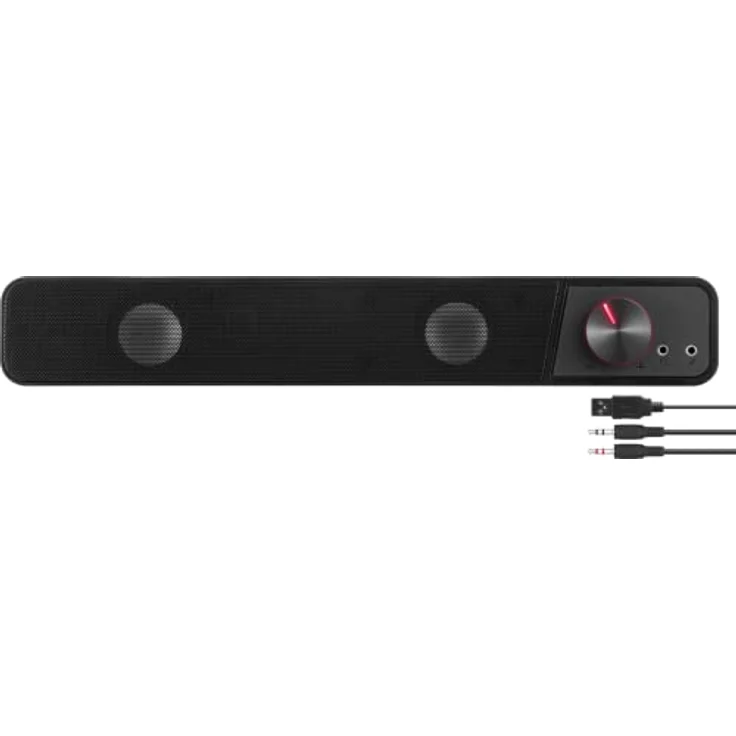 Speedlink BRIO Stereo Soundbar – Computer-Soundbar, exzellente Audioqualität, 12 Watt, 2x 3,5mm-Klinkenstecker Anschluss, USB A Stecker, Lautstärkeregler, Kopfhörer- & Mikrofonbuchse, schwarz – Bild 2