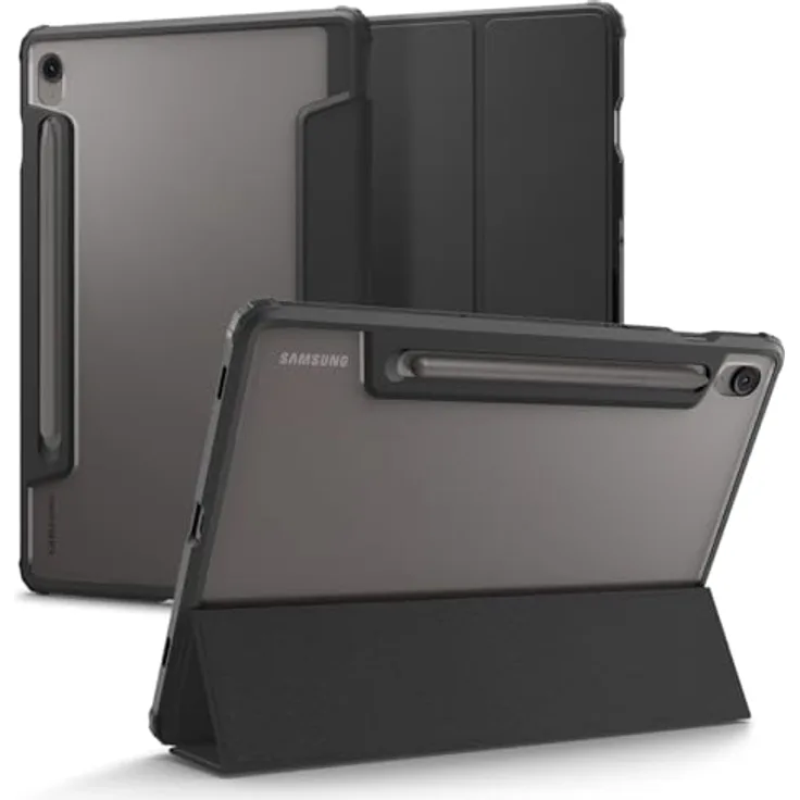 Spigen Ultra Hybrid Pro Hülle für Samsung Galaxy Tab S10 FE (2025) / Galaxy Tab S9 (2023), Schutzhülle mit S Pen Halter und Ladeunterstützung, Schwarz