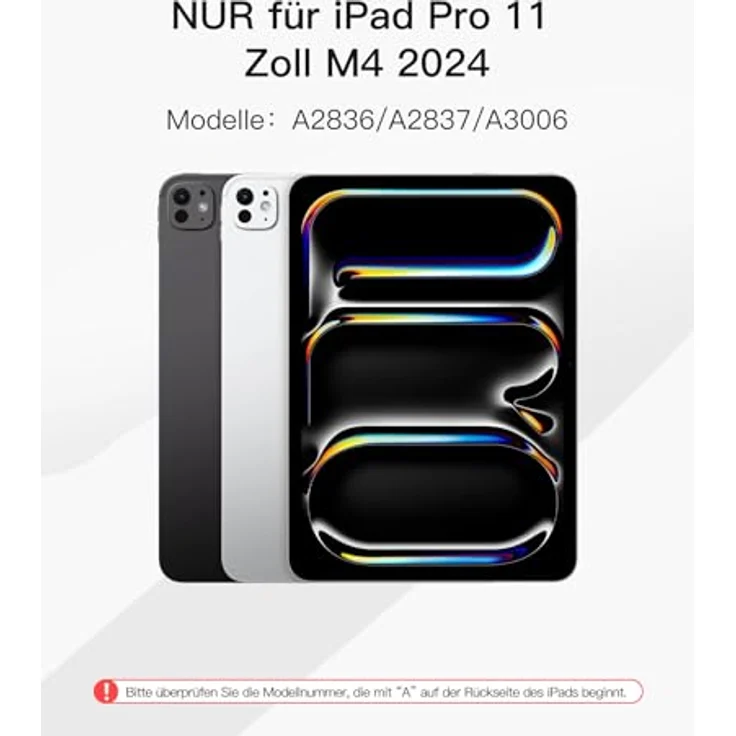 Inateck Hülle mit Tastatur für iPad Pro 11 2024, Ace-Touch Tastatur mit Touchpad für iPad Pro 11 Zoll (M4 2024), Abnehmbare, 7-Farbiger Hintergrundbeleuchtung, Hoch-/Querformat Ständer, QWERTZ,KB04111 – Bild 2