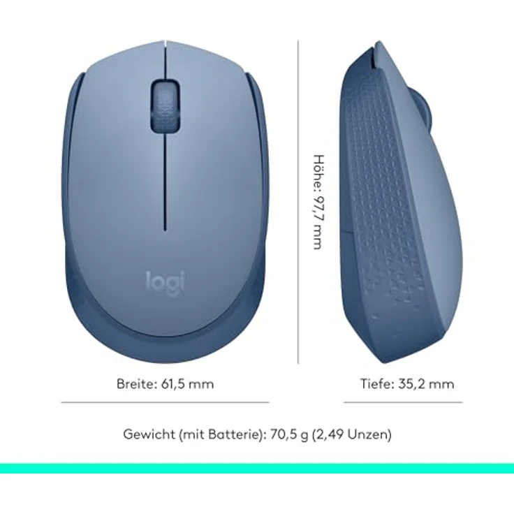 Logitech M171 Wireless Mouse blaugrau, Maus, beidhändig (910-006866) – Bild 10