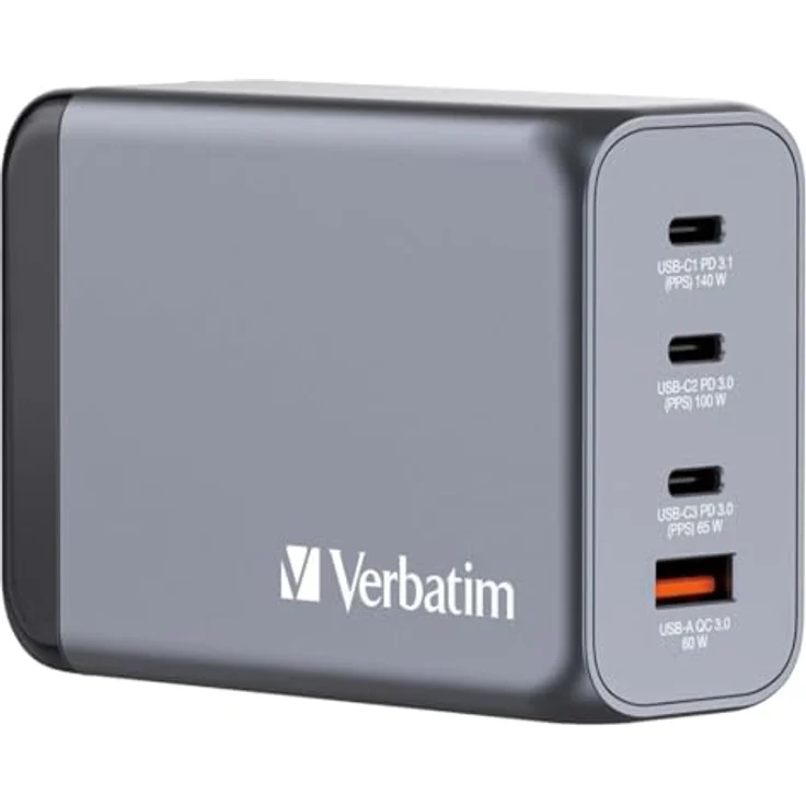 Verbatim GNC-240 GaN Charger 4 Port 240W USB A/C (EU/UK/US), Schwarz - Schnellladefunktion, Sicherheitsfunktionen, vielseitige Schnittstellen – Bild 1