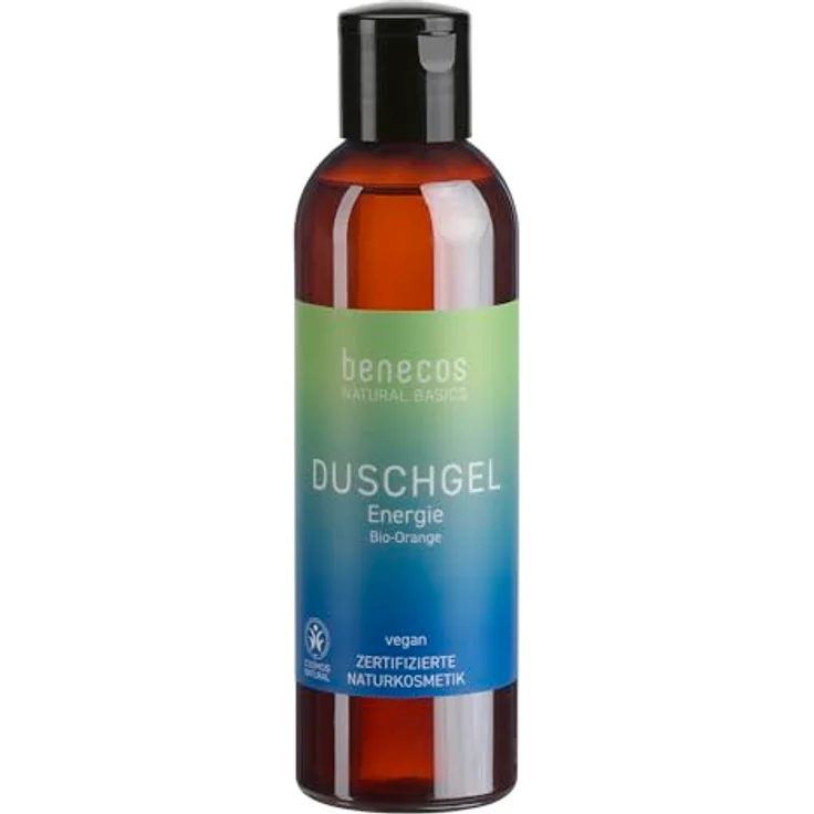 benecos Natural Basics - Duschgel Bio-Orange Energie - 200ml - vegan - derm. getestet, Orange – Bild 1