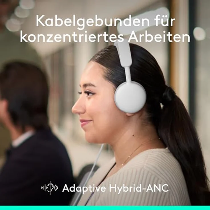 Logitech Zone Wireless 2 ES for Business, Kabelloses Headset mit Geräuschunterdrückung und Adaptive Hybrid ANC, Bluetooth, USB-C und USB-A, Zertifiziert für Microsoft Teams – Grauweiß – Bild 3