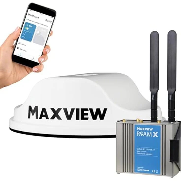 Maxview Roam X, 4G WLAN-System mit 5G-fähiger Antenne, dualband Router, weiß, bis zu 300 Mbit/s, inkl. Montagezubehör und App zur Netzwerkanalyse – Bild 1