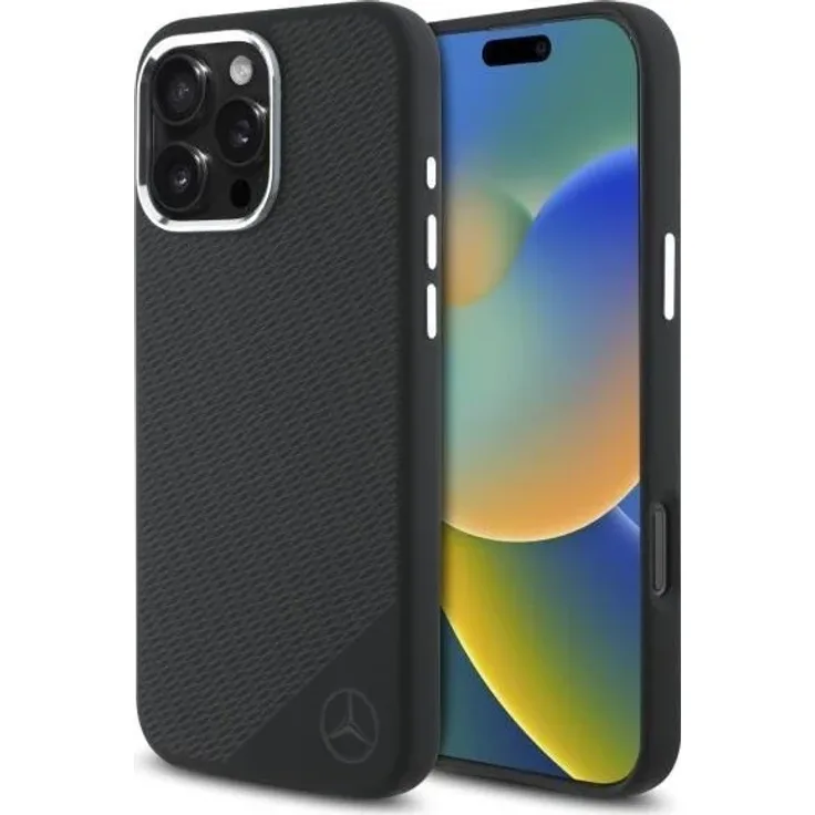Mercedes MEHMP16L23SUGDK iPhone 16 Pro 6.3" Schwarz Hardcase aus Silikon mit Wood Pattern und MagSafe Unterstützung
