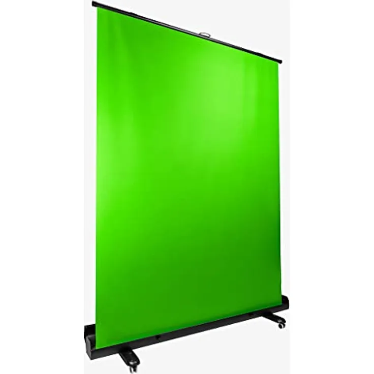 Streamplify Greenscreen Rollup 200x150cm - Green Screen - Hydraulische Stangenkonstruktion - Fotowand Hintergrund - Greenscreen mit Ständer für Streaming - Feststellbare Rollen