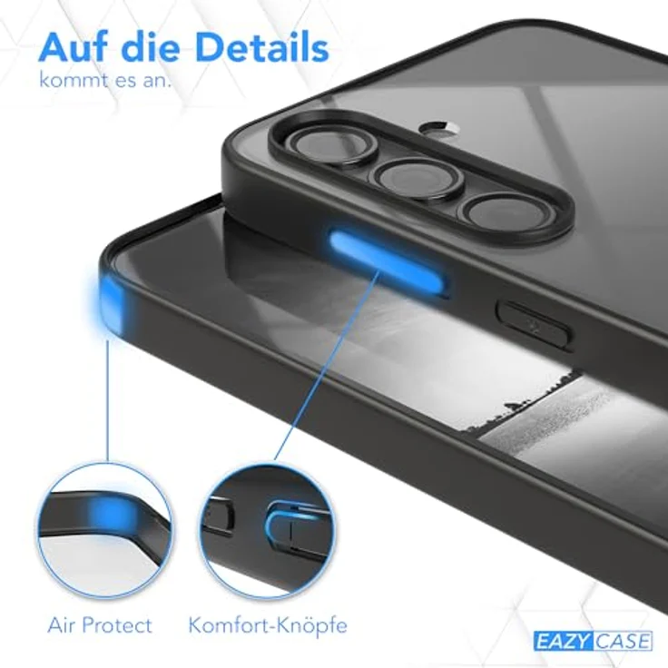 EAZY CASE Clear Hybrid Bumper Hülle für Samsung Galaxy S24, Ultra Aufprallschutz, Stoßfest, Kratzfest, dünn mit Kameraschutz, Schwarz – Bild 4