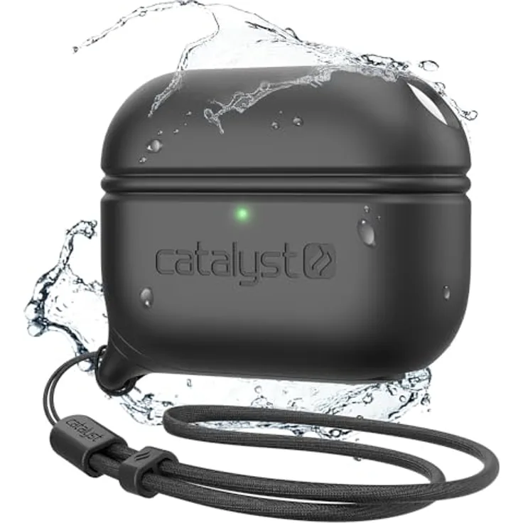Catalyst Waterproof & Drop Proof Case für AirPods Pro (1. & 2. Generation), schwarze Schutzhülle mit IP67 Wasserdichtigkeit und MIL-STD-810G Sturzfestigkeit