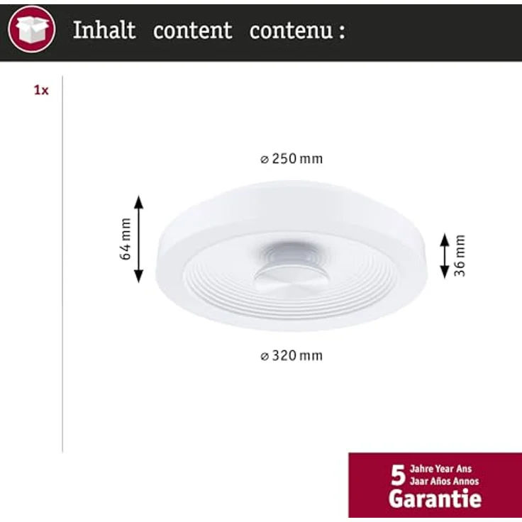 Paulmann WD Volea IP44 W/D dim LED 18W 320mm Weiß Silber 230V Kunststoff 71177 - Stilvolle Deckenleuchte mit dreidimensionalem Tiefeneffekt und Dimmfunktion – Bild 5