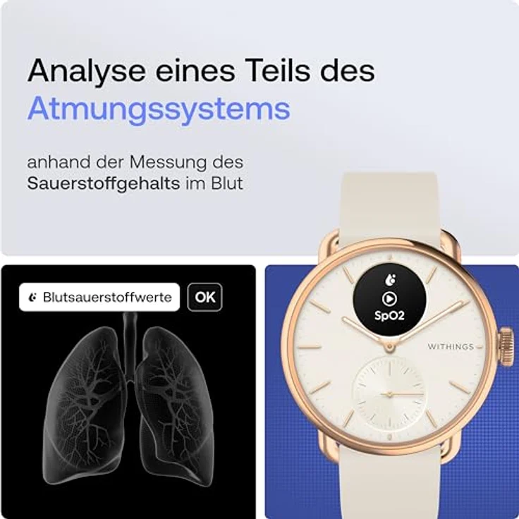 Withings Scan Watch 2 (38 mm, Edelstahl), Sportuhr + Smartwatch mit Temperaturüberwachung, Herzfrequenzmessung und Schlafindex, silber – Bild 5