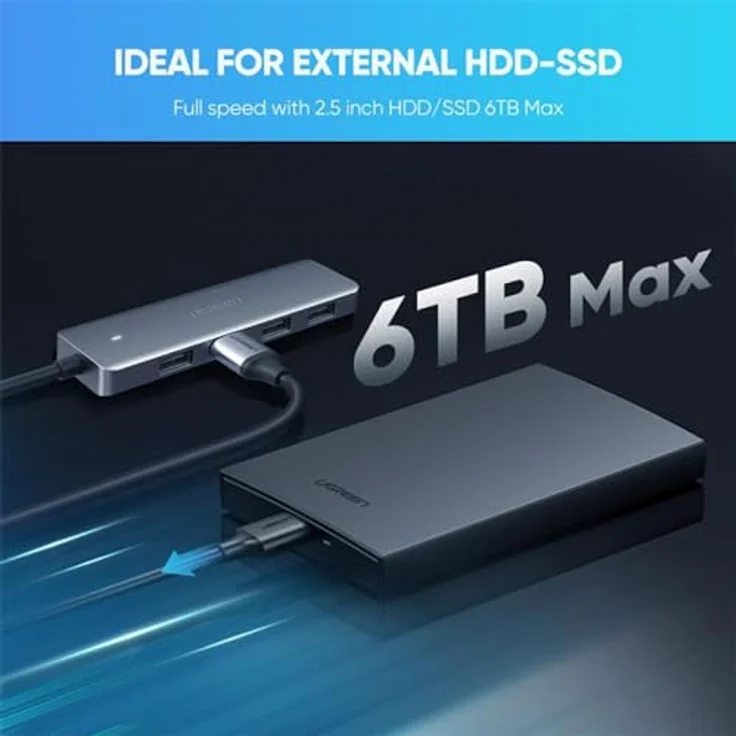 Dudao HUB 4in1 USB-C, USB-Hub mit 4x USB-A (3x USB 2.0 / USB 3.0), 6.3cm, schwarz – Bild 4