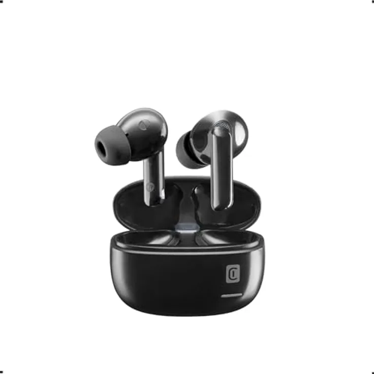 cellularline - Eclipse - Kabellose In-Ear-Kopfhörer mit Ladeschale - Bluetooth - Mit ANC- und ENC-Technologie - Gesamtspielzeit 18 Stunden - Schwarz
