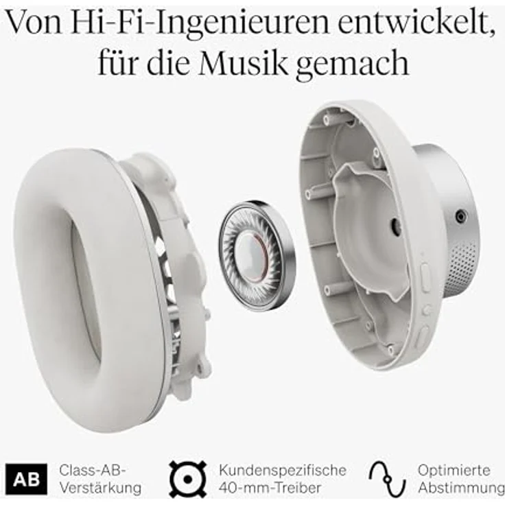 Cambridge Audio Melomania P100 SE, Bluetooth Kopfhörer mit aktiver Geräuschunterdrückung, 100 Stunden Wiedergabezeit, austauschbarem Akku und Tragetasche – Weiß – Bild 2