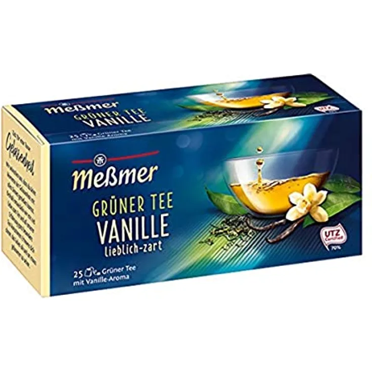 Meßmer Grüner Tee Vanille | 25 Teebeutel | Vegan | Glutenfrei | Laktosefrei