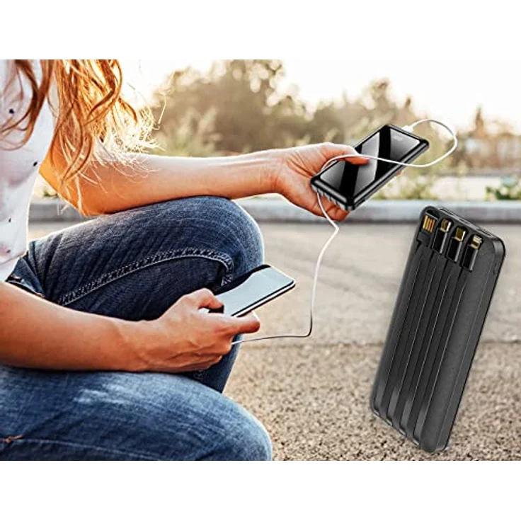 Forever Powerbank 10000 mAh, Powerbank mit USB-C, Lightning und microUSB Kabel, für Huawei, iPhone und Samsung – Bild 7