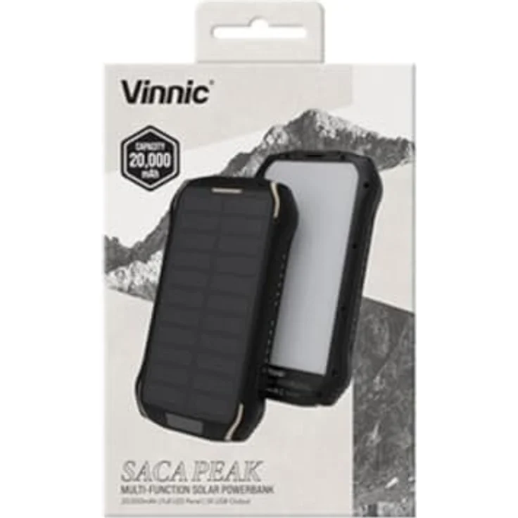 VINNIC SACA PEAK Solar Powerbank 20.000mAh IP65 1xUSB-C, 2xUSB-A, Schwarz – Bild 6