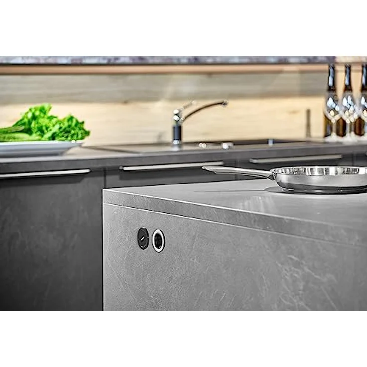 EVOline ONE | Einbausteckdose rund | Rahmen Edelstahl Dekor | 73 x 54 mm – Bild 4