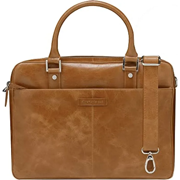 dbramante1928 - Rosenborg Laptoptasche 16 Zoll für Damen & Herren - Tasche mit strukturierten Ledergriffen & einem verstellbaren Schultergurt - Aus echtem Vollnarbenleder - Tan (2nd Gen)