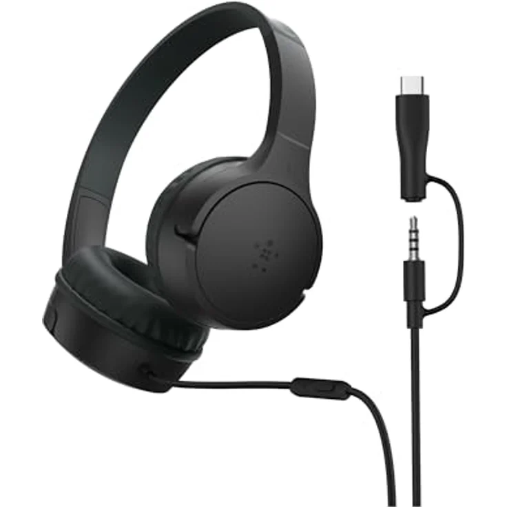 Belkin SoundForm On-Ear Kopfhörer für Kinder, kabelgebunden, schwarz, Modell AUD010hqBK – Bild 2