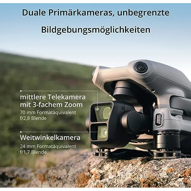 DJI Air 3 Fly More Combo mit Fernsteuerung DJI RC-N2, Drohne mit Kamera für Erwachsene, 4K HDR, 2 Primärkameras, 46 Min. Flugzeit, 48 MP, O4, 2 Zusatzakkus – Bild 2