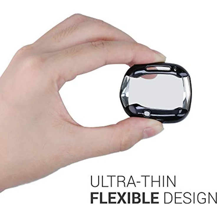 kwmobile 2X Schutzhülle kompatibel mit Fitbit Versa 3 / Sense Hülle - Fullbody Cover Set aus Silikon - Schwarz Transparent – Bild 4