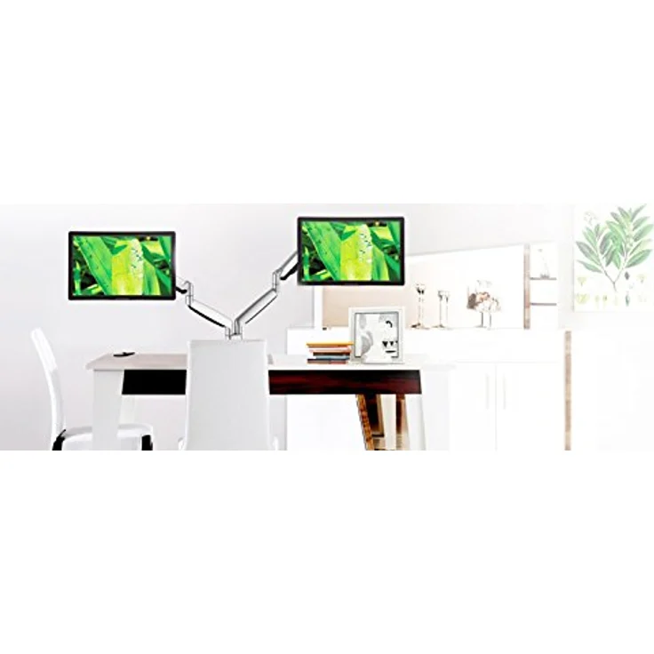Gasdruck Dual 2 Fach Aluminium Tischhalterung für LED und LCD Monitore bis 32 Zoll VESA 75x75 100x100 HALTERUNGSPROFI OFFICE-GS324A (2 Monitore) – Bild 5