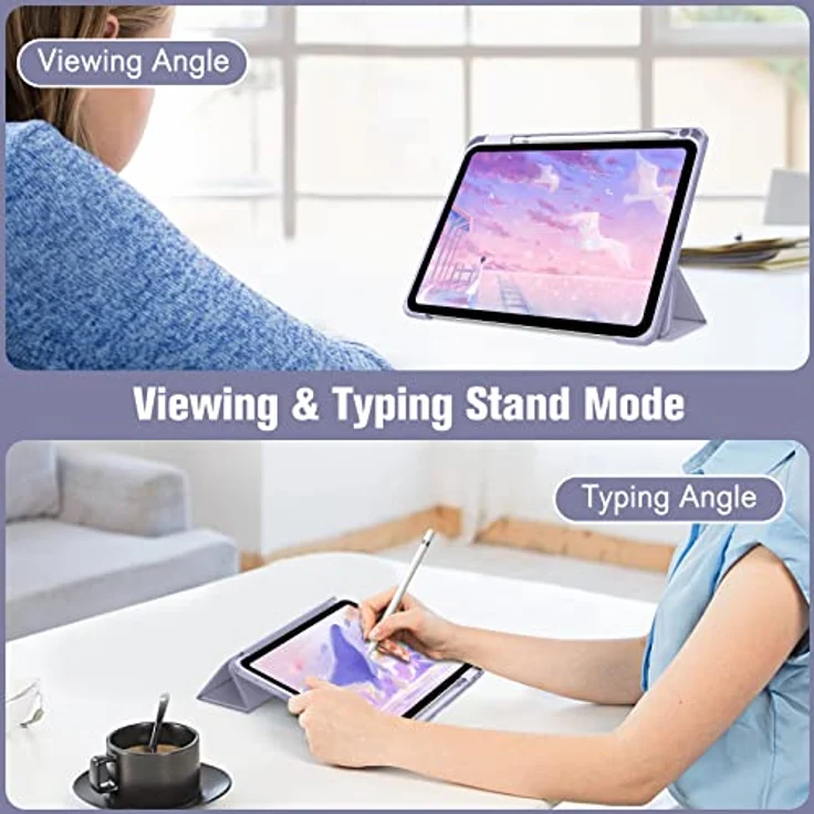 Fintie Hybrid Hülle für iPad 10. Generation 2022 (10.9 Zoll) mit Stifthalter - Stoßfeste Schutzhülle mit transparenter Hartschale auf der Rückseite, Violett – Bild 5