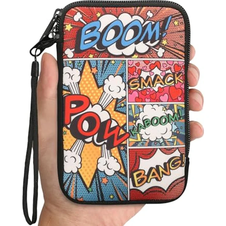 kwmobile Neopren Hülle kompatibel mit Nintendo 3DS XL, Mehrfarbige Tasche mit Comic Symbolen und Reißverschluss – Bild 4