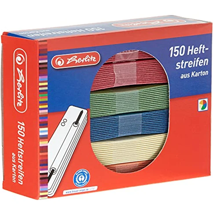 Herlitz 8767709 Heftstreifen Recycling 150er Packung (Farben sortiert) – Bild 1