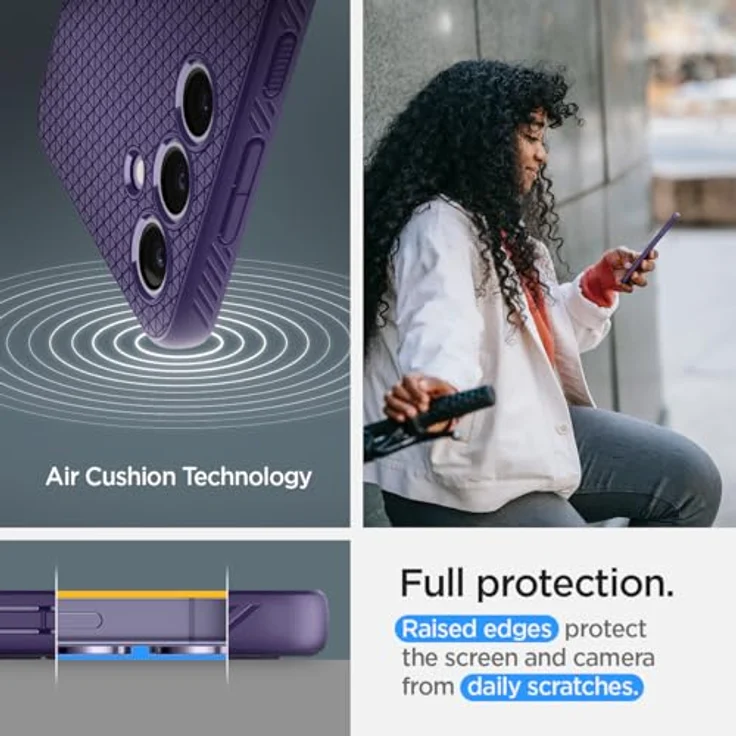 Spigen Liquid Air Hülle Kompatibel mit Samsung Galaxy S24 -Dunkellila gemustertes TPU, Air Cushion Technologie, Spider Web Design, Schutzrand, maßgeschneidert – Bild 5