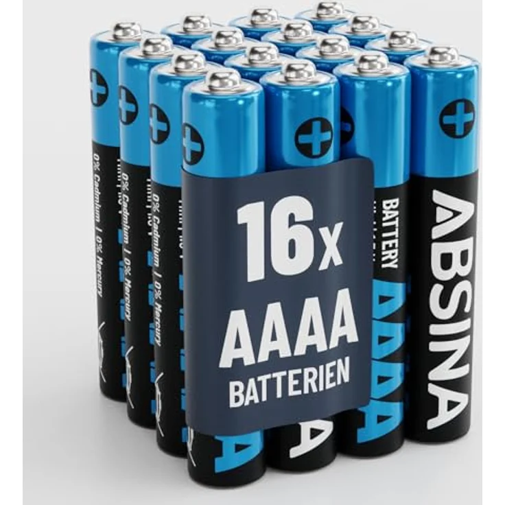 ABSINA 16x Batterien AAAA für Surface Pen, Tablet Stift - AAAA Batterie 1,5V Alkaline - Mini Batterien LR61 E96 - Max Kapazität, extrem langlebig – Bild 1