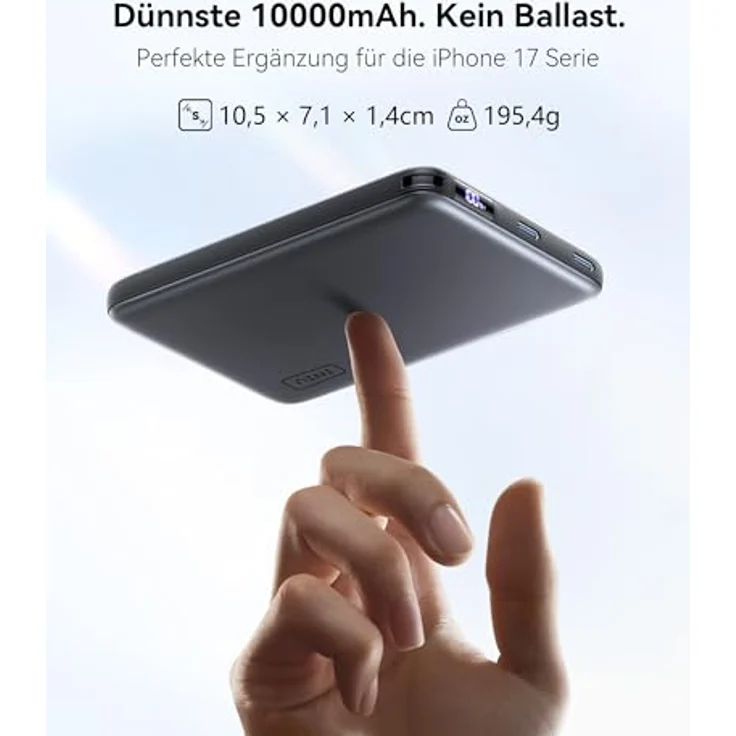 INIU 10000mAh Qi2 25W MagSafe Power Bank, Dünnste kabellose Powerbank mit USB-C 45W Schnellladung und LED Anzeige, Flugsicher für iPhone 17-12 Serie – Bild 2