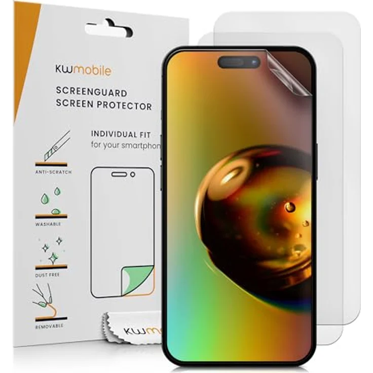 kwmobile 3X Folie matt kompatibel mit Apple iPhone 16 - Displayschutzfolie Schutzfolie - Displayschutz Displayfolie entspiegelt – Bild 1