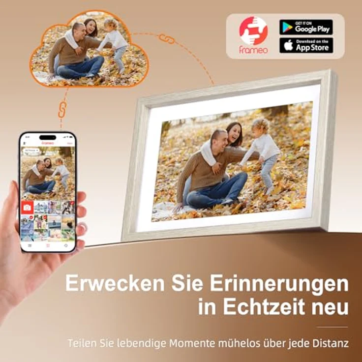 Rollei Smart Frame WiFi 108, 10,1 Zoll Digitaler Bilderrahmen mit 1280x800 IPS Touchscreen, 32GB Speicher, Holzoptik Fichte – Bild 3