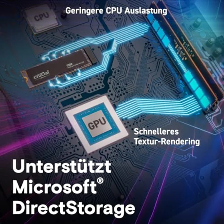 Crucial T500 SSD 4TB PCIe Gen4 NVMe M.2 Interne SSD, bis 7000MB/s, für Gaming und Programme, Microsoft DirectStorage - CT4000T500SSD3 – Bild 5