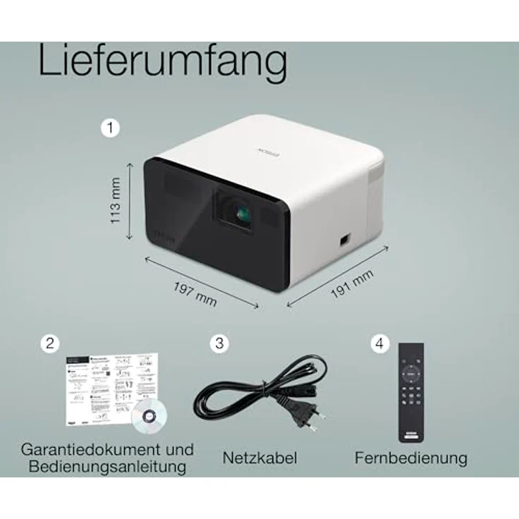 Epson EpicVision EF-21W tragbarer Mini-Laserprojektor, Full-HD 1.080, 3LCD, 1.000 Lumen, bis zu 150-Zoll-Projektionsfläche, Bluetooth-Lautsprecher, Chromecast, Google TV, weiß – Bild 3