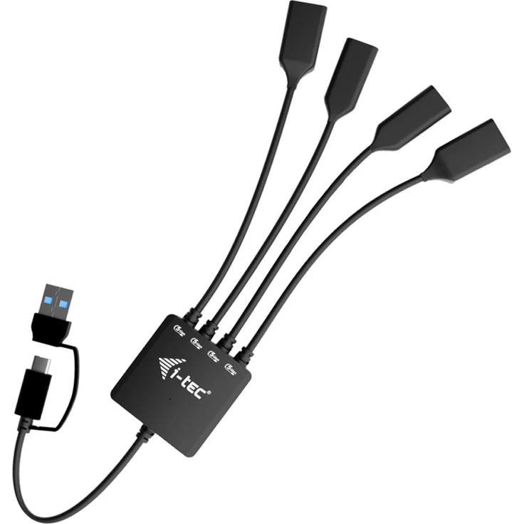 i-tec USB-C/USB-A Cable HUB 4-Port (2x USB-C, 2x USB-A), kompakt mit schneller Datenübertragung bis 5 Gbit/s
