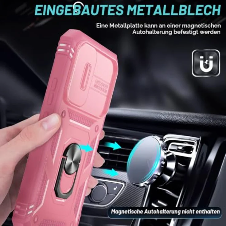 LeYi Hülle für Samsung Galaxy A54 5G, Kamera Schieber Schutzhülle mit militärischem Schutz, rosa mit 2 Displayschutzfolien und Stehfunktion – Bild 4