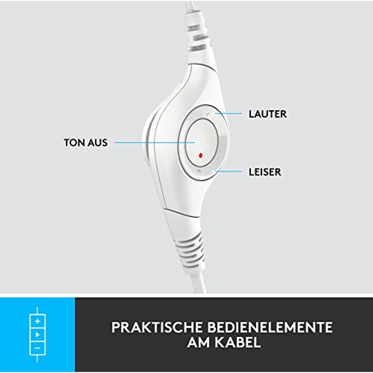 Logitech H390 verkabelter Kopfhörer für PC/Laptop, Stereokopfhörer mit rauschunterdrückendem Mikrofon USB-A, Inline-Steuerungen, für Chromebook geeignet - Weiß – Bild 4