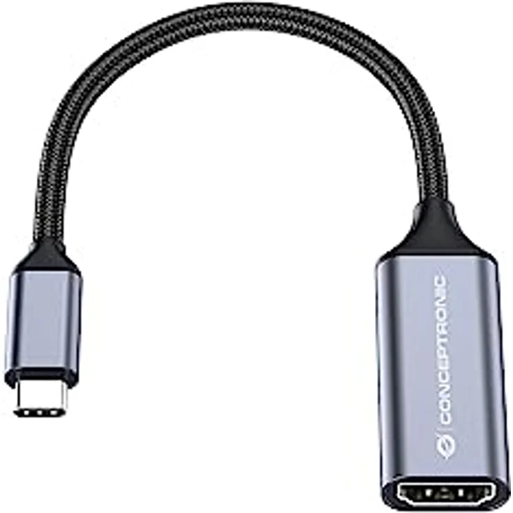 Conceptronic ABBY09G, USB-C-auf-HDMI-Adapter mit 4K 60Hz Unterstützung, Aluminiumgehäuse und geflochtenem Kabel – Bild 4