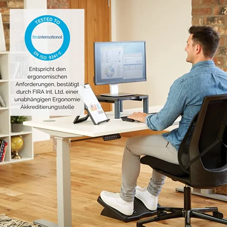 Fellowes Monitorständer Premium, höhenverstellbar in 5 Stufen, ergonomisch, sehr stabil für Monitore bis 21 Zoll,), mit Ablage – Bild 6