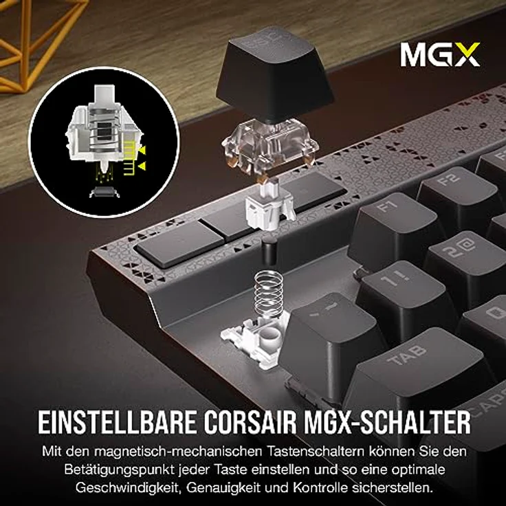 Corsair K70 MAX RGB Magnetisch-Mechanische Kabelgebundene Gaming-Tastatur - MGX-Schalter Mit Einstellbarer Betätigung - PBT Double-Shot-Tastenkappen - iCUE-Kompatibel - QWERTZ DE Layout - Stahl Grau – Bild 3
