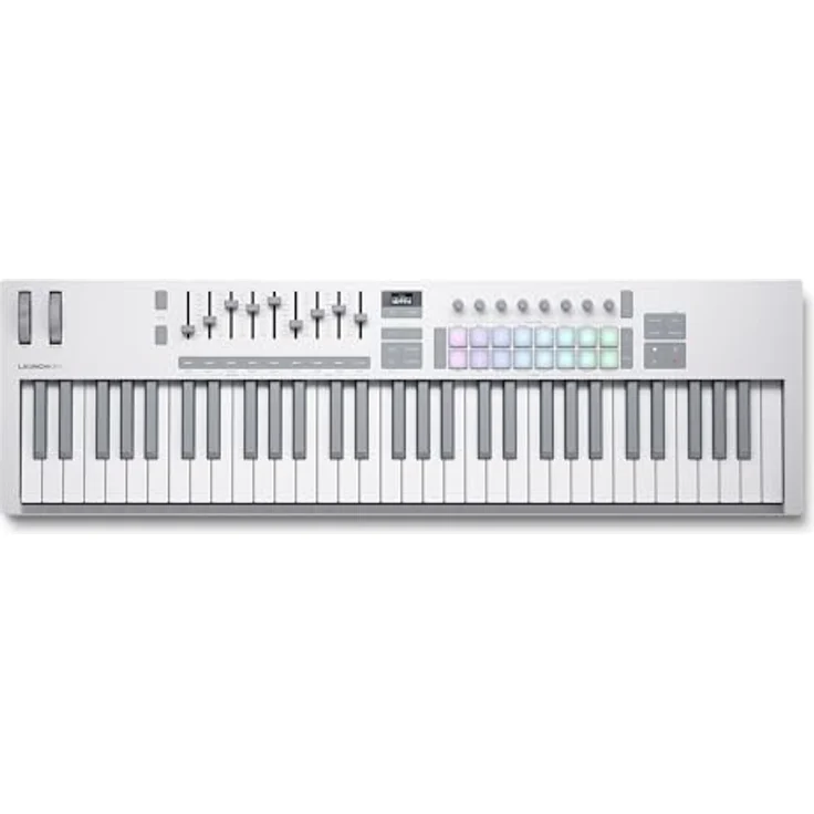 Novation Launchkey 61 MK4 WH, USB MIDI-Controller mit 61 gewichteten Tasten, 16 FSR-Drum-Pads, OLED-Display und umfangreicher Software inklusive Ableton Live Lite, weiß – Bild 1