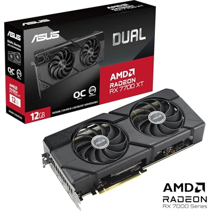 Asus Dual Radeon RX 7700 XT OC Grafikkarte (12 GB, GDDR6) in Schwarz – Bild 2