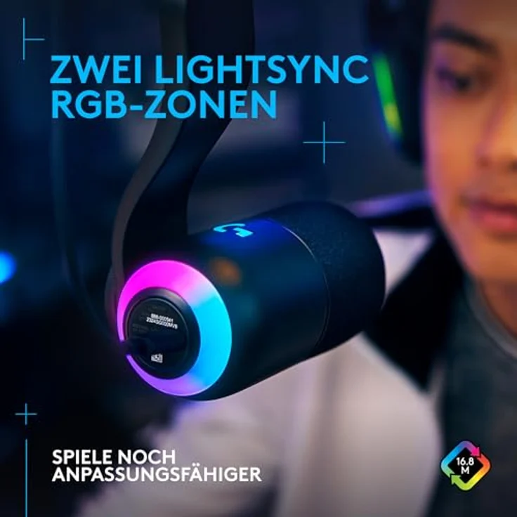 Logitech G Yeticaster GX Dynamic Supercardioid Gaming-Mikrofon mit Schwenkarm, RGB-Beleuchtung und LIGHTSYNC, USB-Mikrofon im Broadcast-Stil für PC und Mac, für Aufnahmen und Streaming - Schwarz – Bild 3