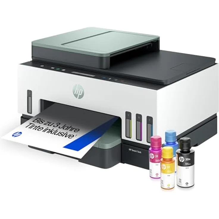 HP Smart Tank 7307, Multifunktionsdrucker mit Wireless, 4800 x 1200 DPI, A4, beidseitiger Druck, Farbkopieren, automatischer Dokumenteneinzug – Bild 3