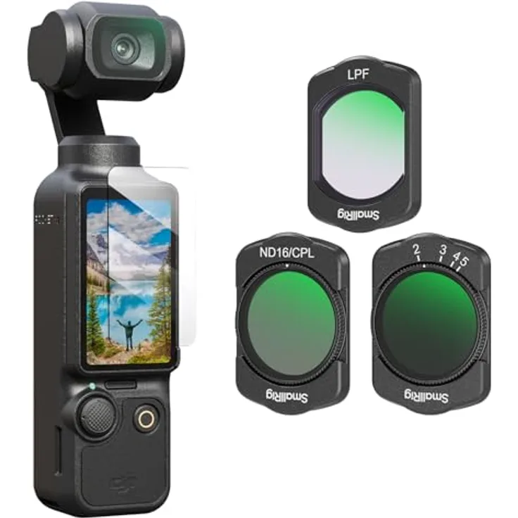 SMALLRIG Magnetfilter-Set für DJI Osmo Pocket 3, VND2-5-Filter, ND16/CPL-Filter, LPF-Filter, Displayschutz - 4776, einzigartiges "Small Ear"-Design, Mehrfach beschichtetes optisches HD-Glas, magnetisches Design, leicht und kompatibel mit Pocket 3.